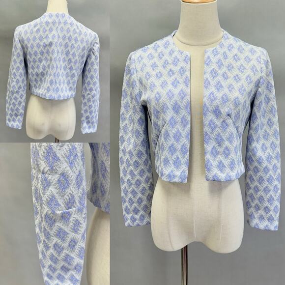 Vintage 70s polyester empire a line maxi dress w/ matching bolero jacket Small - Picture 15 of 16